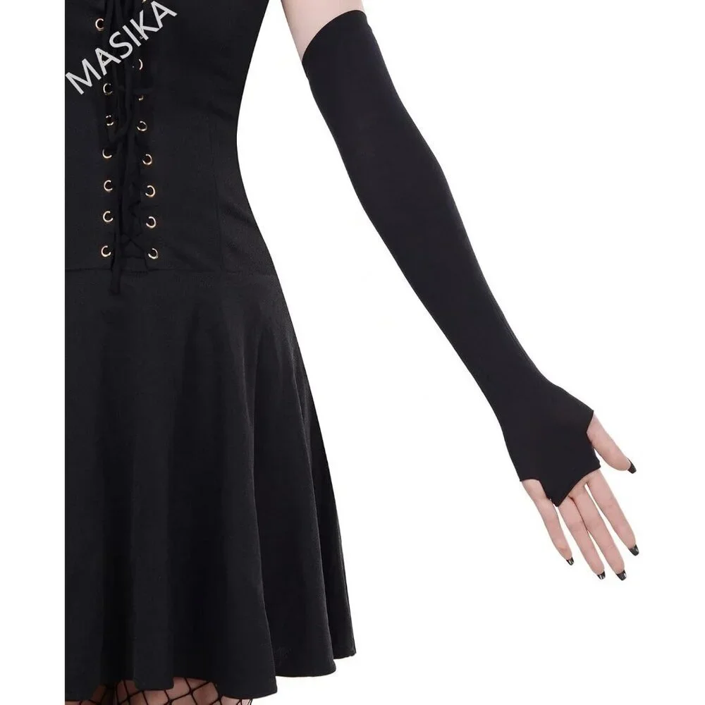 Women's Fishing Halloween Black 15 Net Gloves Fingerless Gothic Accessories